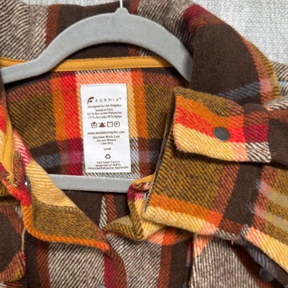 FORNIA Plaid Oversized Heavy Weight Button‎ Up Shacket Women's Small - Picture 3 of 4